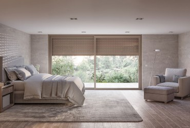 Schlafzimmer mit energieeffizienten Rollläden: Schutz vor Hitze, Kälte und Lärm für eine behagliche Atmosphäre